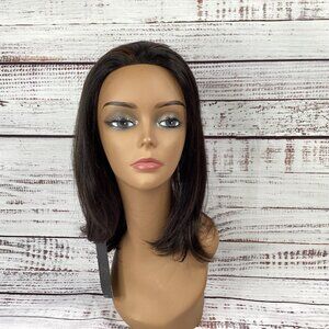 Cody #ST1B/30 Black Highlight Straight Partial Lace 1/2 Wig Lace Front Synthetic